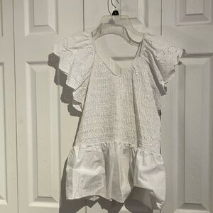 White Eyelet Ruffle Top